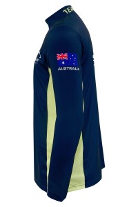 Design half chest zipper horse racing training suits Customized contrasting sweatshirts Australia Hot stamping logo men's horse racing training suits W223 back view